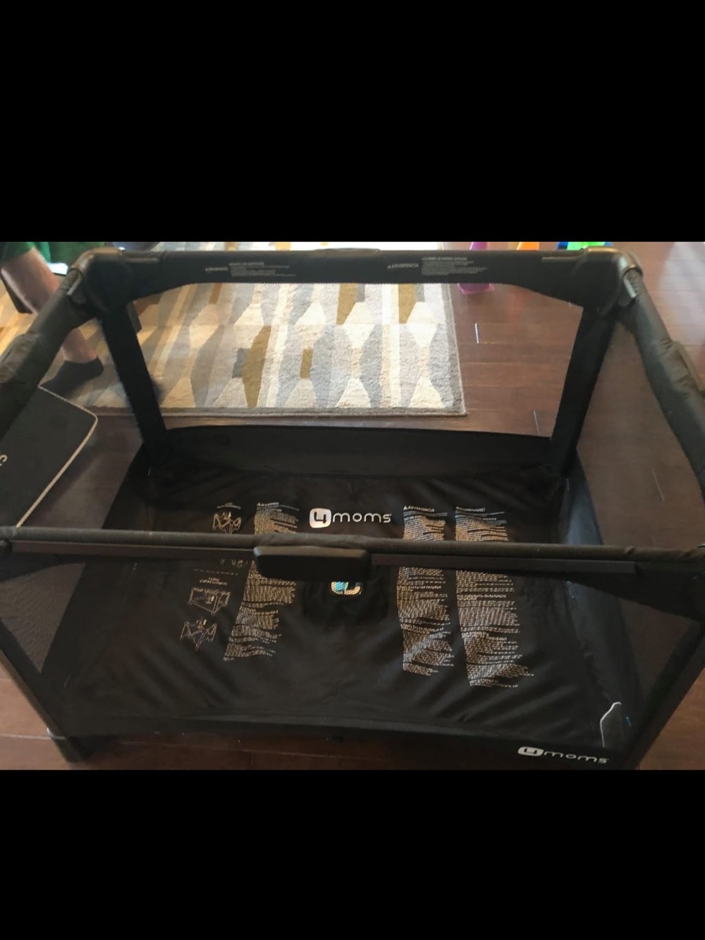 4Moms Luxury Black Portable Playard - Travel-Friendly Baby Playpen